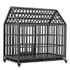 47.2" Heavy-Duty Dog Crate - Lockable Wheel Kennel w/Ventilation & Removable Trays for Large Dogs, Black - 2 of 4
