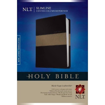 Slimline Center Column Reference Bible-NLT - (Leather Bound)