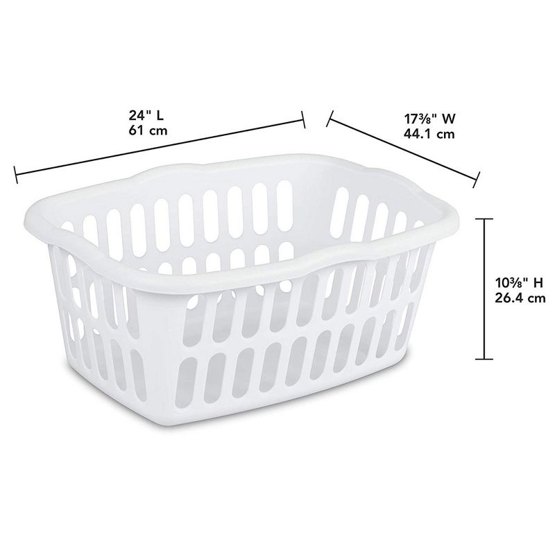 Sterilite 1.5 Bushel Rectangular Laundry Basket, Plastic, Classic Design for Carrying Clothes to and from the Laundry Room, White, 24-Pack, 5 of 6