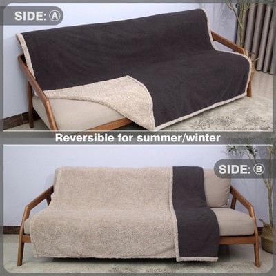 Large Gray Waterproof Sherpa Fleece Pet Blanket
