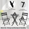 Outdoor 3 Piece Folding Patio Bistro Set, Weather Resistant Table and 2 Chairs, Portable Metal Furniture for Balcony, Porch, Garden or Small Spaces - 4 of 4
