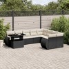 vidaXL 10 Piece Patio Sofa Set with Cushions Black and Cream Poly Rattan - 2 of 4
