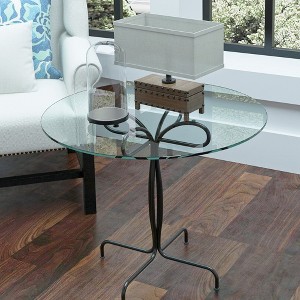 Coffee Table, Round Glass Table With Thick Beveled Polished Edge Glass Top - 1 of 4