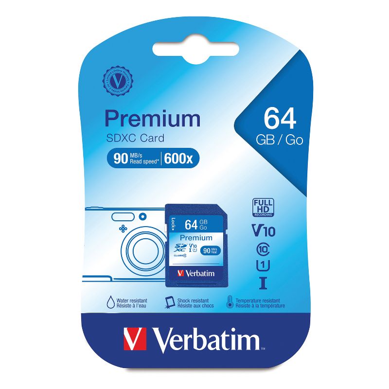 Verbatim® 64-GB Class 10, UHS-1 V10 U1 Premium SDXC™ Memory Card, 3 of 5