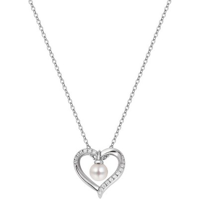 Molenia Heart Pearl Necklace For Women: 925 Sterling Silver Heart Pendant Convertible Two-Way Wear Design Jewelry Gifts for Mom Wife Girlfriend