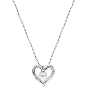 Molenia Heart Pearl Necklace For Women: 925 Sterling Silver Heart Pendant Convertible Two-Way Wear Design Jewelry Gifts for Mom Wife Girlfriend - 1 of 4