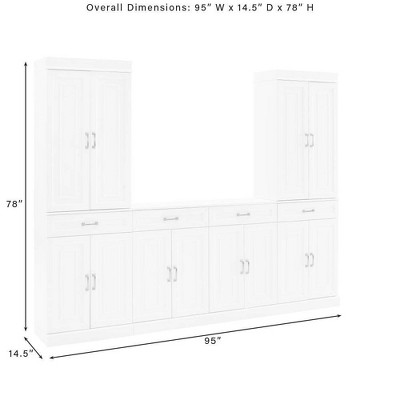 White 3-Piece Traditional Sideboard and Pantry Set with Adjustable Shelves