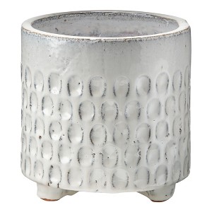 tagltd Imprint Leaf Terracotta Planter with Feet, 7L x 7W x 7.5H inches, fits a 6" drop in plant, Decorative Use only' - 1 of 2