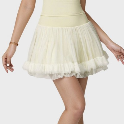Anna-Kaci Active Women's Tulle Mini Skirt with Soft Lining and Layered Ruffle Hem for a Whimsical Ballet-Inspired Look