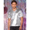 Lars Amadeus Men's Metallic Shiny Nightclub V-Neck Short Sleeve Disco T-Shirt - 3 of 4
