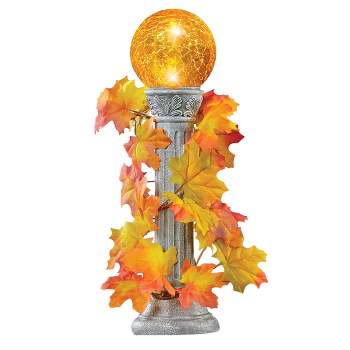 Collections Etc Autumn Leaves Solar Powered Gazing Ball