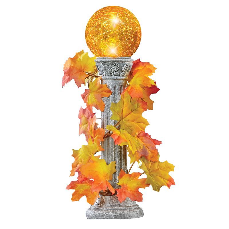 Collections Etc Autumn Leaves Solar Powered Gazing Ball, 1 of 3