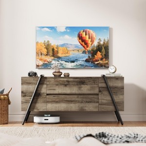 55"/47" Mid-Century TV Stand for 50–55" TVs, Media Console with Adjustable Shelf, 2 Drawers & U-Shaped Metal Legs - 1 of 4