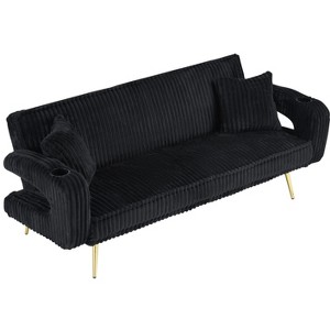 Dexmalle minimalist straight corduroy sofa bed withadjustable in three levels - 1 of 4
