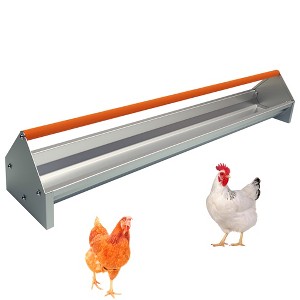45" Chicken Feeding Trough, Galvanized Steel Chicken Feeder with Crossbar & Drainage Holes, Large Capacity Poultry Feeder Trough for Chicks, Duck - 1 of 4