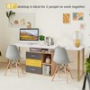 Tangkula 2-Person Computer Desk Writing Desk Workstation w/3 Storage Drawers & 2-Tier Shelves Multifunction - 3 of 4