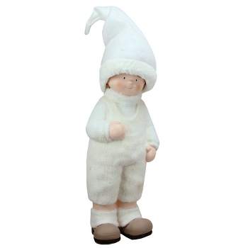 Northlight 19" White and Beige Winter Boy with Tall Hat Christmas Table Top Figure