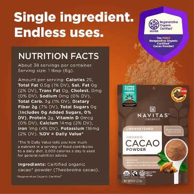 Navitas Organics Unsweetened Cacao Powder - 8oz
