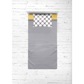 Bacati - Dots Pin Stripes Gray Yellow 3 pcToddler Sheet Set