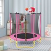 Okak 5.5FT Kids Trampoline with Enclosure Net, Mini Trampoline with Basketball Hoop and Ball, Trampolines for Indoor and Outdoor Use - 2 of 4