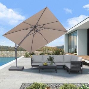 PURPLE LEAF Cantilever Patio Umbrella Outdoor Offset Umbrella with 3 Years Fade Resistance Recycled Fabric With Base - 1 of 1