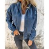 Womens Zipper Corduroy Jackets with Pockets Fall Hooded Jackets Zip Up Shacket Coat Textured Outwear Fall Fashion Outfits - 3 of 4