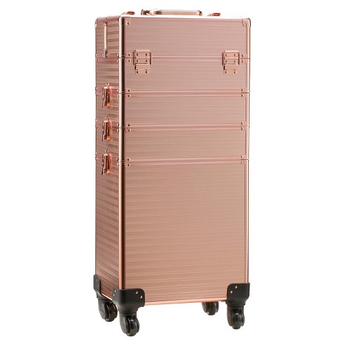 Arashigaoka indgang ubetalt Channcase 4 In 1 Portable Traveling Aluminum Professional Makeup Trolley  Cart With Multiple-sized Compartments And Wheels, Rose Gold : Target