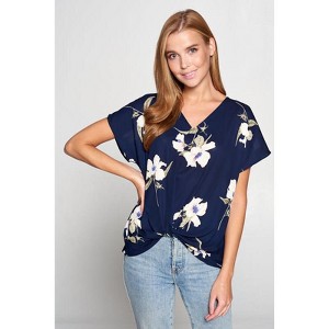 WEST K Women's Leah V Neck Short Dolman Sleeve Front Knob Blouse - 1 of 4