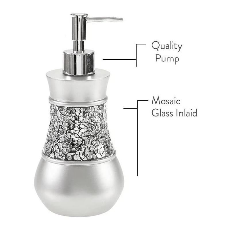 Creative Scents Gray Bathroom Silver Mosaic Glass Accessories Set, 4 of 8