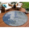 Denim Blue And Navy Blue Abstract Washable Indoor Outdoor Area Rug - 2 of 4