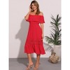 Allegra K Women's Off Shoulder Ruffle Lace Insert High Waist Short Sleeve Flowy Maxi Dress - 2 of 4
