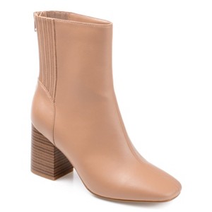 Journee Collection Women's Maize Back Heel Zip Stacked Heel Booties - 1 of 4