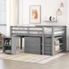 NicBex Full Size Bunk Bed with Movable Desk Loft Bed Pine Bed Frame with Storage Cabinet, Shelf, Ladder and Guardrail, No Box Spring Required - 2 of 4