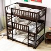 RISOKEYS Twin Size Triple Rubber Wood Bunk Bed - Detachable Triple Twin Bunk Bed with Two Built-in Ladders and Guardrails - 4 of 4