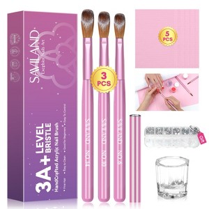 Saviland Kolinsky Trio Brush Set: #6/10/14 Acrylic Sculpt Brushes w/Reinforced Ferrules - Core Artist's Essentials.(Pink) - 1 of 4