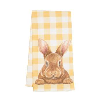 C&F Home Checkered Yellow Bunny Cotton Kitchen Towel