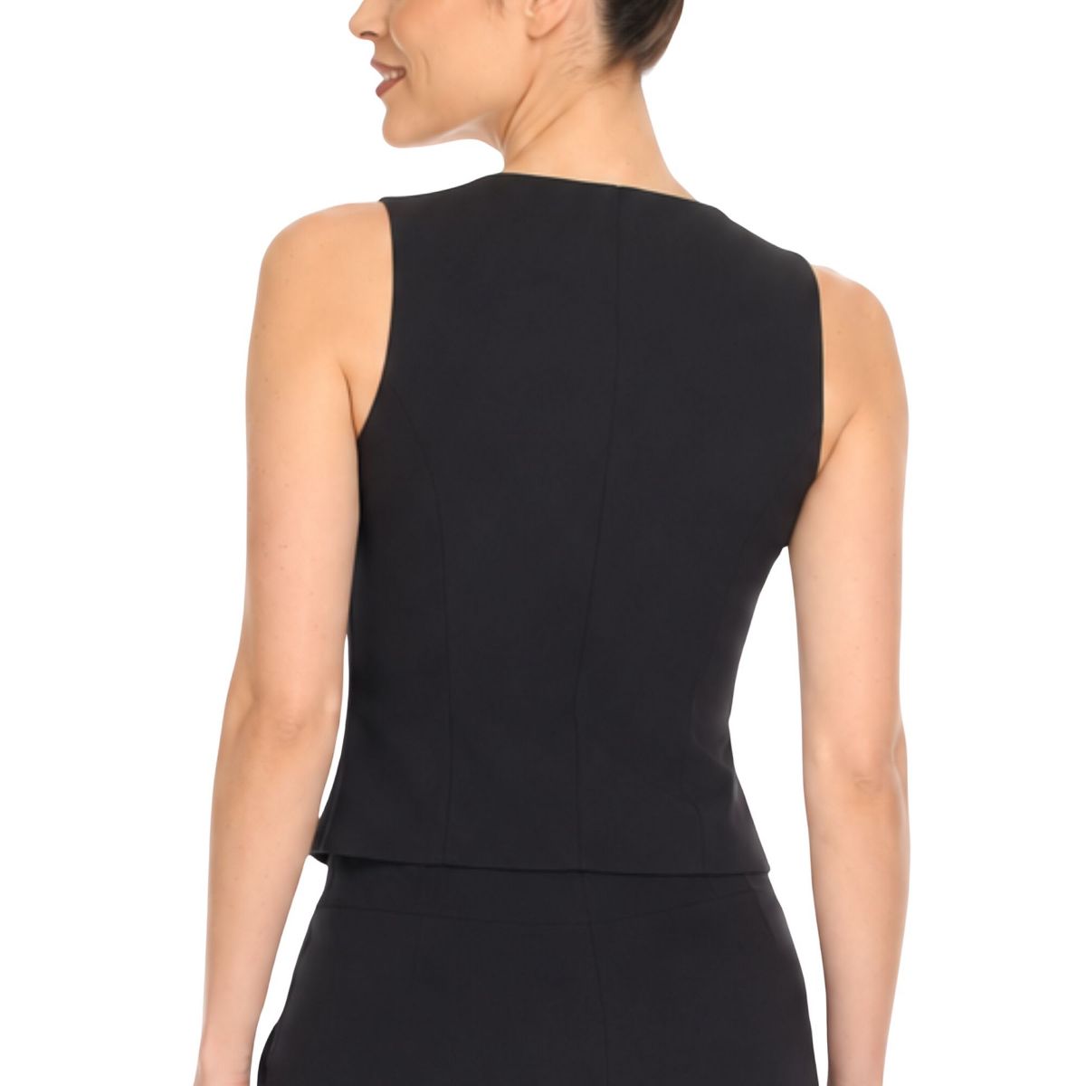 Women's Tailored Button Front Vest -White Mark - thumbnail 7
