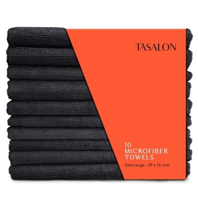TASALON Microfiber Hair Towel for Salon - 10 Pack Black