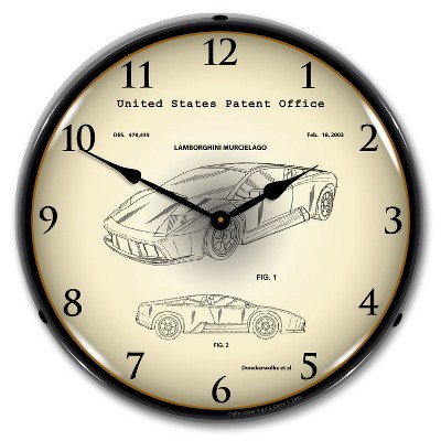 Collectable Sign & Clock | Lamborghini Murcielago 2003 Patent LED Wall Clock Retro/Vintage, Lighted