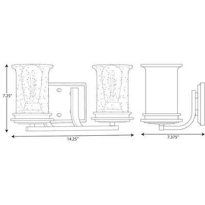 Winslett Brushed Nickel 2-Light Bath Vanity with Seeded Glass Shades