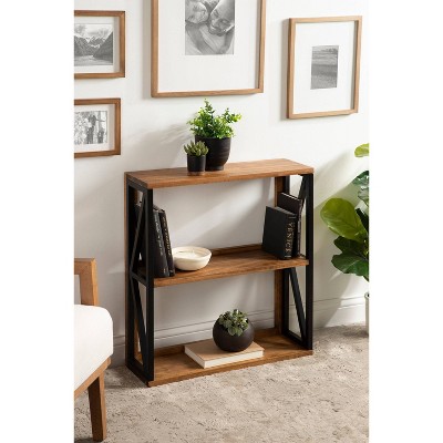 Rustic Brown and Black 3-Tier Floating Wood Wall Shelf