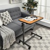 Costway Set of 2 Overbed Rolling Table Over Bed Laptop Desk Tilting Top Natural - 3 of 4