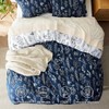 Reversible Navy Blue King Duvet Cover Set with Zipper, 3 Pieces Floral Bedding, 8 Corner Ties, 2 Pillow Shams - 3 of 4