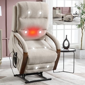 ChicFurnit Living Room Chair Arm Accent Chair Chenille / Leatheraire Power Lift Recliner with Massage Heat Dual Motor Elder Chair for Living Room - 1 of 4
