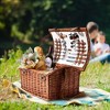 Juvale Juvale Wicker Picnic Basket for 4 with Utensils, Glasses, and Insulated Cooler Bag - Camping and Picnic Essentials Kit - 2 of 4