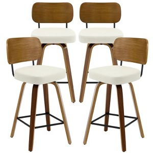 Bekrvio Swivel Counter Height Bar Stools Set of 1/2/3/4,26" Faux Leather Upholstered Bar Stools with Back & Bent Wood Frame for Kitchen Island - 1 of 4