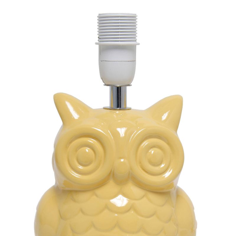 12.8" Contemporary Ceramic Owl Bedside Table Lamp with Matching Fabric Shade - Simple Design, 3 of 12