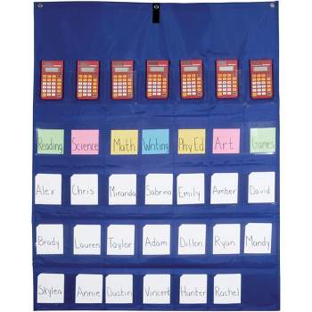 School Smart Pocket Chart and Calculator Storage, 35 Slots, 38 x 30 Inches