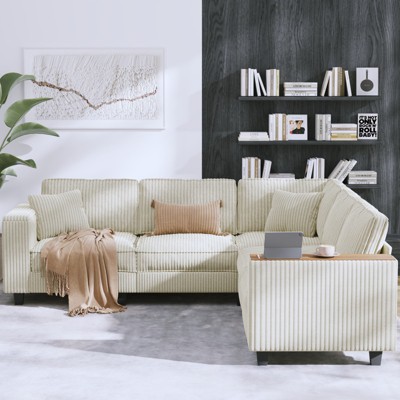 Christopher Knight Home Walter Modern Corner Corduroy 97"x 97" L Shaped Sectional Sofa with Armrest Storage