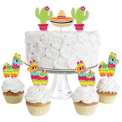 Big Dot of Happiness Pinata Party - Dessert Cupcake Toppers - Colorful Fiesta Clear Treat Picks - Set of 24